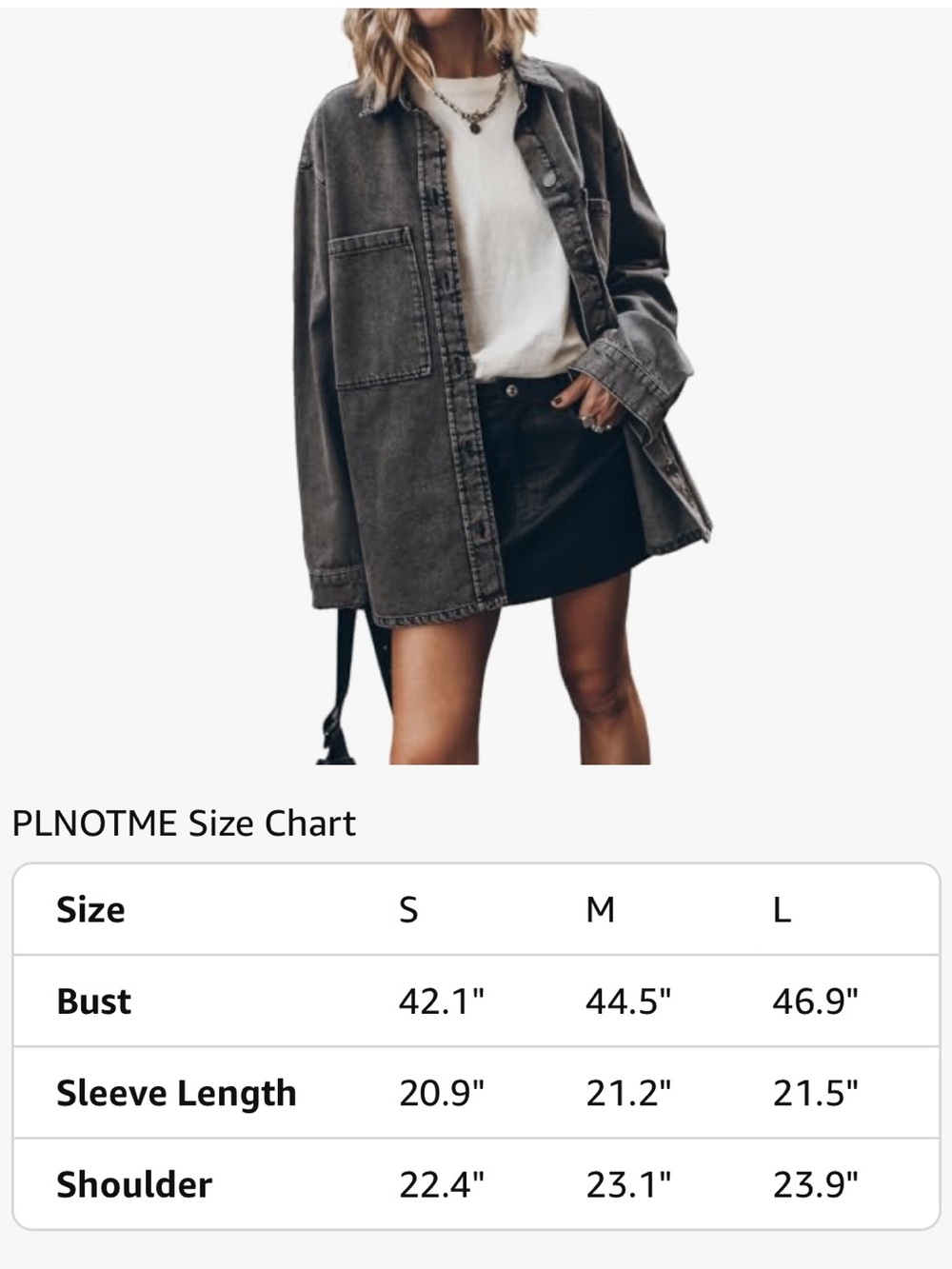 Washed Charcoal Gray Oversized Denim Shacket - Picture 7 of 7